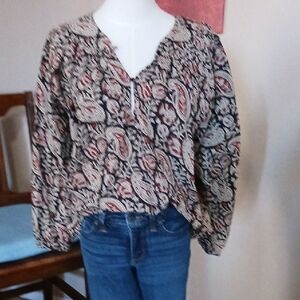 Emerson Fry- Organic Black and Cream Paisley Blouse